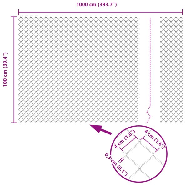 vidaXL Stĺp na plot. Zelená 10 x 1 m (40 x 40 mm sieť) Ocel a PVC – Obrázok 13