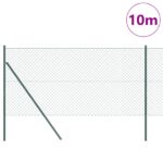 vidaXL Stĺp na plot. Zelená 10 x 1 m (40 x 40 mm sieť) Ocel a PVC – Obrázok 3