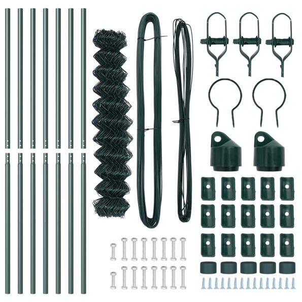 vidaXL Plot z reťazového pletiva s 7 stĺpikmi 1.5x10 m Pozinkovaná oceľ Zelený – Obrázok 5