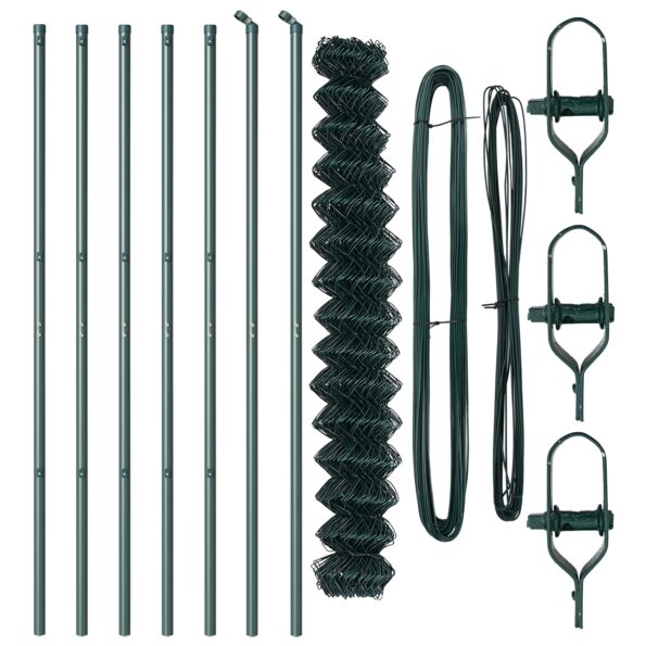 vidaXL Reťazový plot s 7 stĺpmi 1.6x10 m pozinkovaná oceľ zelená – Obrázok 4