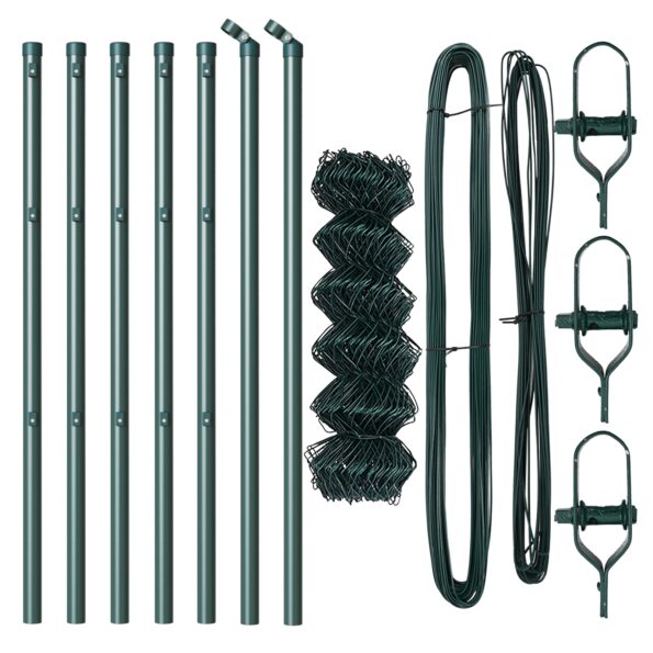 vidaXL Pletivový plot s 7 stĺpmi 0.4x10 m Pozinkovaná oceľ Zelená – Obrázok 4