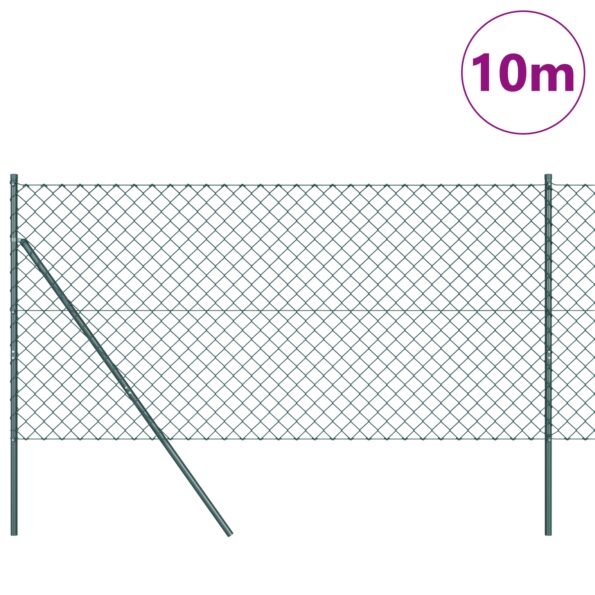 3351078_3.jpg vidaXL Reťazový plot s 7 stĺpmi 1.2x10 m pozinkovaná oceľ zelená – Obrázok 3