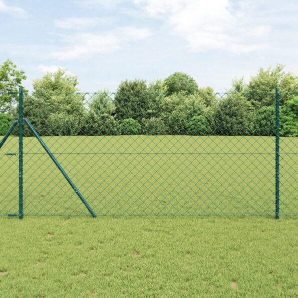 3351080_1.jpg vidaXL reťazové oplotenie s 7 stĺpikmi 1.5x10 m pozinkovaná oceľ zelená – Obrázok 1