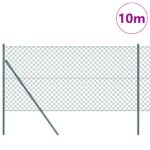 vidaXL reťazové oplotenie s 7 stĺpikmi 1.5x10 m pozinkovaná oceľ zelená – Obrázok 3