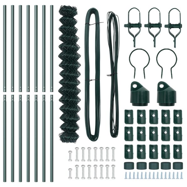 vidaXL Plot z reťazovej siete s 7 stĺpmi 1.6x10 m Železný Zelený – Obrázok 5