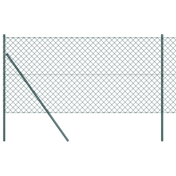 vidaXL reťazový plot s 13 podpormi 1.2x25 m pozinkovaná oceľ zelená – Obrázok 2