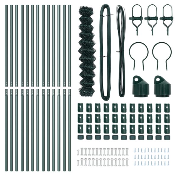 vidaXL reťazový plot s 13 podpormi 1.2x25 m pozinkovaná oceľ zelená – Obrázok 5