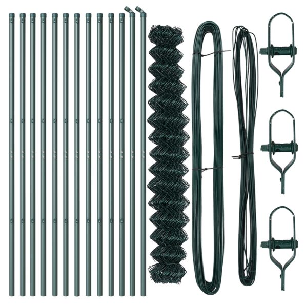 vidaXL Reťazový plot s 13 stĺpikmi 1.6x25 m pozinkovaná oceľ zelená – Obrázok 4