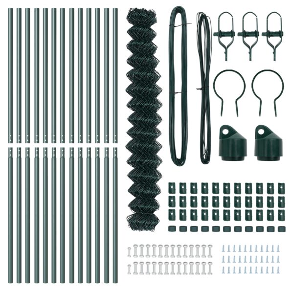 vidaXL Reťazový plot s 13 stĺpikmi 1.6x25 m pozinkovaná oceľ zelená – Obrázok 5