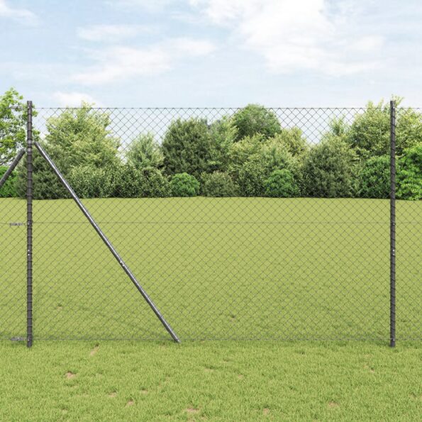 3351100_1.jpg vidaXL Retiazkový plot s 7 stĺpmi 1,5x10 m Pozinkovaná oceľ Sivá – Obrázok 1