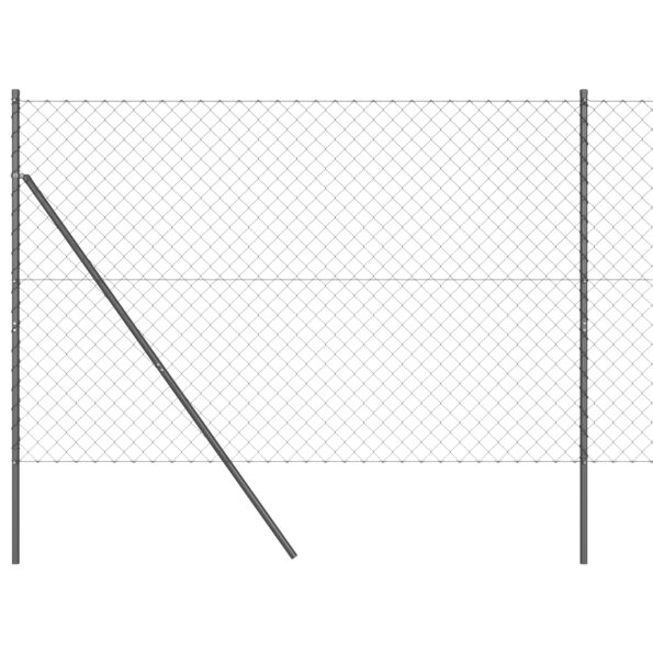 vidaXL Retiazkový plot s 7 stĺpmi 1,5x10 m pozinkovaná oceľ sivá – Obrázok 2