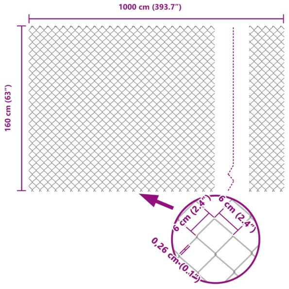 vidaXL Retazový plot s 7 stĺpikmi 1.6x10 m Pozinkovaná oceľ sivá – Obrázok 13