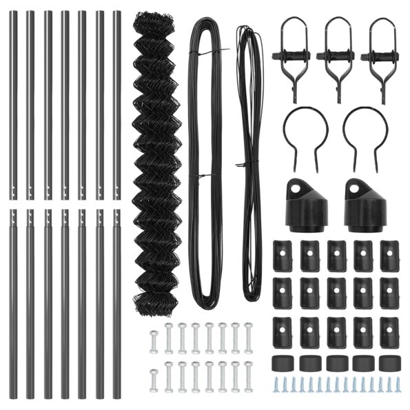 vidaXL Retazový plot s 7 stĺpikmi 1.6x10 m Pozinkovaná oceľ sivá – Obrázok 5