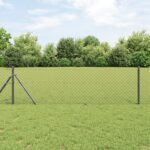 vidaXL Retiazkový plot s 13 stĺpmi 0,6x2,5 m Galvanizovaná oceľ Šedá
