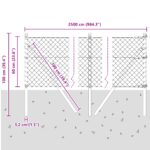 vidaXL Retiazkový plot s 13 stĺpmi 0,6x2,5 m Galvanizovaná oceľ Šedá – Obrázok 12