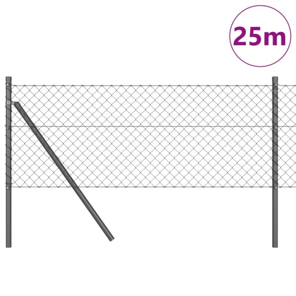 3351111_3.jpg vidaXL Retiazkový plot s 13 stĺpmi 0,6x2,5 m Galvanizovaná oceľ Šedá – Obrázok 3