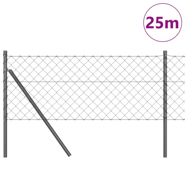 3351115_3.jpg vidaXL Plot z reťazovej siete so 13 stĺpmi 0.6x25 m zinkovanej ocele sivý – Obrázok 3