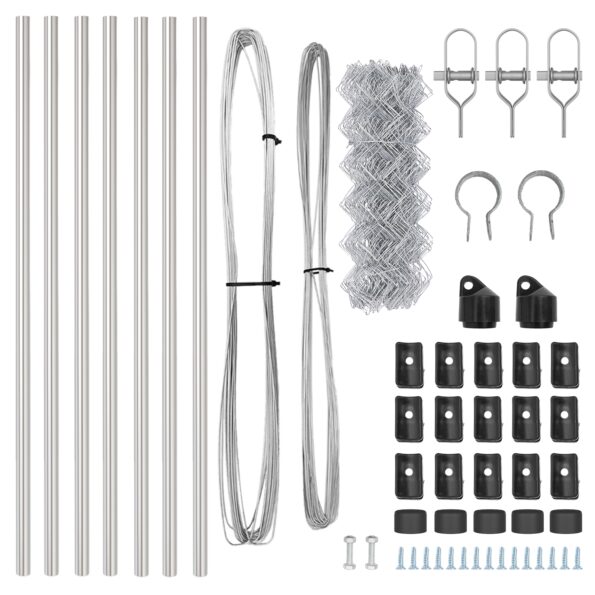 vidaXL Reťazové pletivo s 7 stĺpmi 0.6x10 m pozinkovaná oceľ – Obrázok 5
