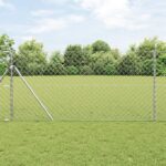 vidaXL Retiazkový plot s 7 stĺpmi 1,2 x 10 m z pozinkovanej ocele