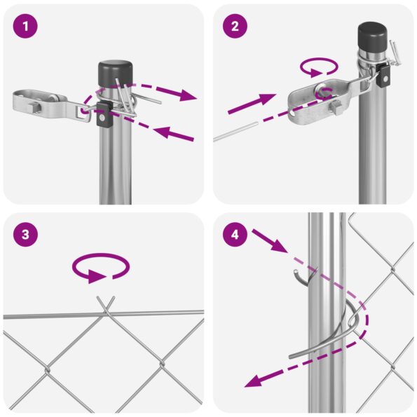 vidaXL Reťazový plot s 7 stĺpikmi 1.6x10 m Pozinkovaná oceľ – Obrázok 11