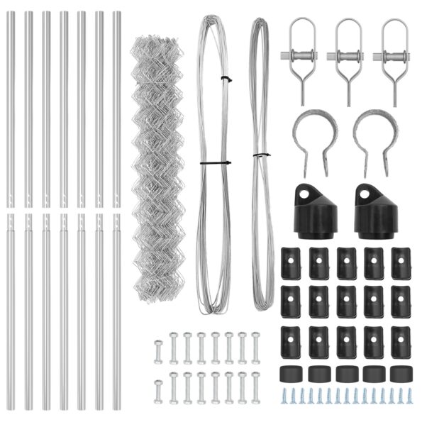 vidaXL Reťazový plot s 7 stĺpikmi 1.6x10 m Pozinkovaná oceľ – Obrázok 5