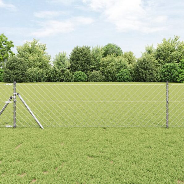 3351143_1.jpg vidaXL Sivý plot z reťazovej väzby Sada 2 Pozinkovaná oceľ 25 m x 0,8 m – Obrázok 1