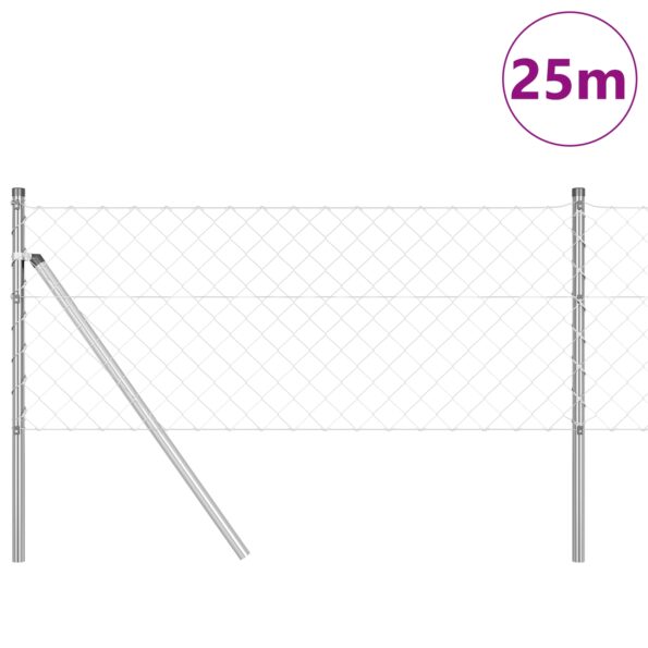 3351143_3.jpg vidaXL Sivý plot z reťazovej väzby Sada 2 Pozinkovaná oceľ 25 m x 0,8 m – Obrázok 3