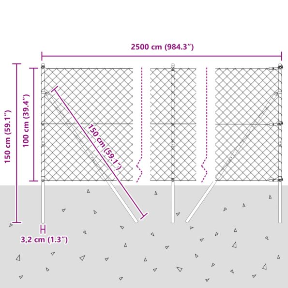 3351144_13.jpg vidaXL Reťazový plot Sada 2 Pozinkovaná oceľ 25 x 1 m Trvácny – Obrázok 13