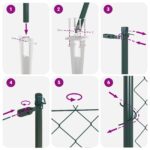 vidaXL Chain Link Fence so 7 špicatými stĺpmi 0.4x10 m pozinkovaná oceľ – Obrázok 12