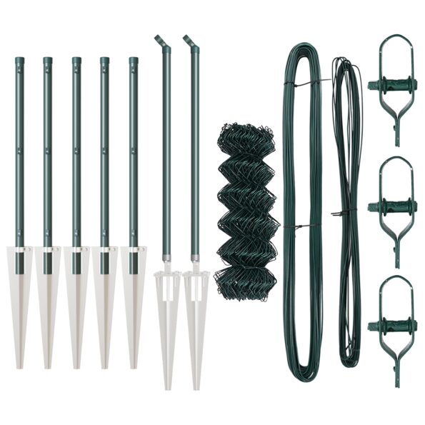 vidaXL Chain Link Fence so 7 špicatými stĺpmi 0.4x10 m pozinkovaná oceľ – Obrázok 4