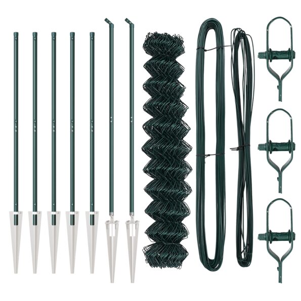 vidaXL Reťazový plot so 7 špicovými stĺpmi 1,4x10 m Pozinkovaná oceľ – Obrázok 4