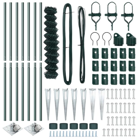 vidaXL Reťazový plot so 7 špicovými stĺpmi 1,4x10 m Pozinkovaná oceľ – Obrázok 5