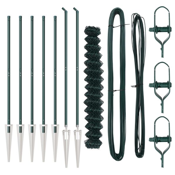 vidaXL reťazové oplocenie s 7 hrotovými stĺpikmi 1,5 x 10 m pozinkovaná oceľ – Obrázok 4