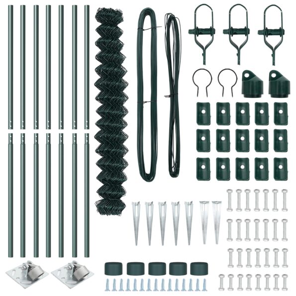 vidaXL reťazové oplocenie s 7 hrotovými stĺpikmi 1,5 x 10 m pozinkovaná oceľ – Obrázok 5