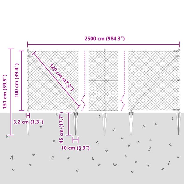 3351165_13.jpg vidaXL Retiazkové oplotenie s 13 kolíkmi 1x25 m pozinkovaná oceľ – Obrázok 13