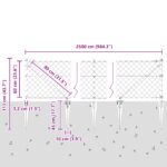 vidaXL Reťazový plot so 13 špicatými stĺpmi 0.6x25 m z pozinkovanej ocele – Obrázok 13