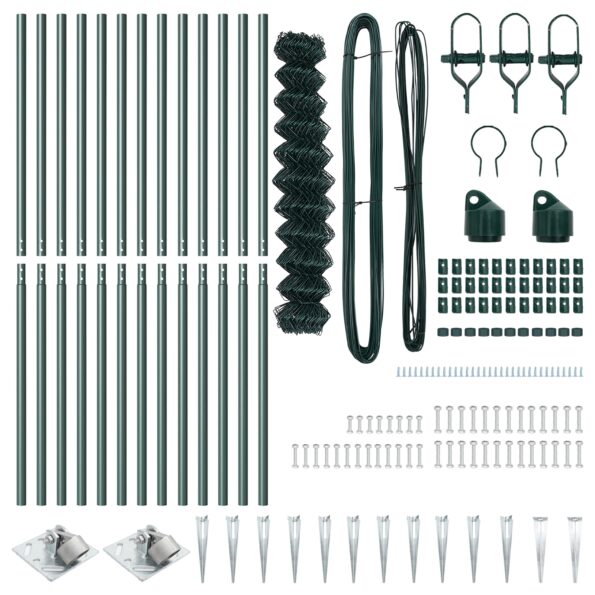 vidaXL reťazový plot s 13 hrotovými stĺpikmi 1,4x25 m pozinkovaná oceľ – Obrázok 5