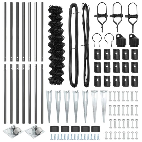 vidaXL Oplocenie z reťaze so 7 špicovými stĺpikmi 1.4x10 m pozinkovaný oceľ – Obrázok 5
