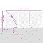 vidaXL Kovový reťazový plot s 7 hrotovými príspevkami 1.6x10 m pozinkovaný – Obrázok 13