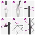 vidaXL Reťazový plot Sada 2 Sivá Prášková oceľ 25 x 1 m Reťazový plot – Obrázok 12