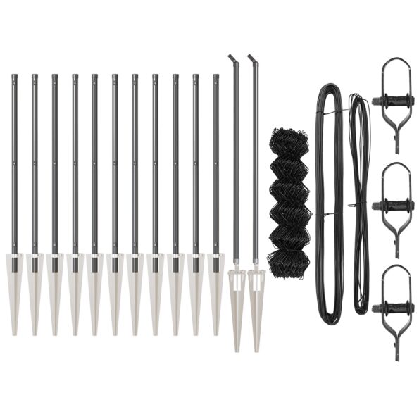 vidaXL Reťazový plot Sada 2 Sivá Prášková oceľ 25 x 1 m Reťazový plot – Obrázok 4
