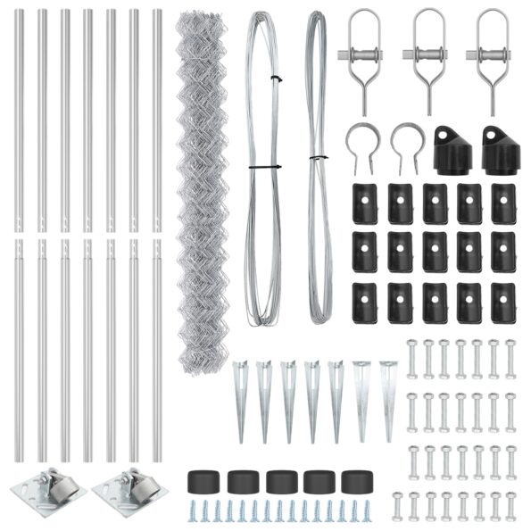 vidaXL Pletivový plot so 7 špicatými stĺpmi 1.6x10 m Pozinkovaná oceľ – Obrázok 3