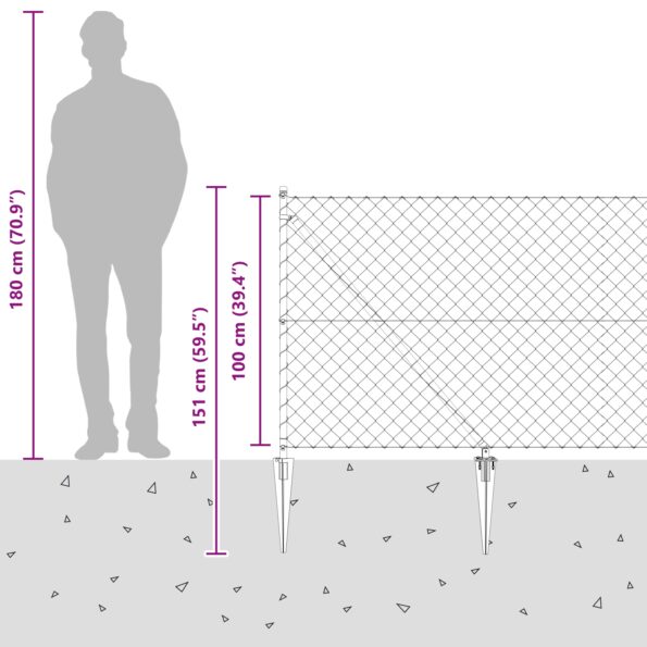 vidaXL Reťazový plot so 7 hrotmi 1x10 m pozinkovaná oceľ – Obrázok 12