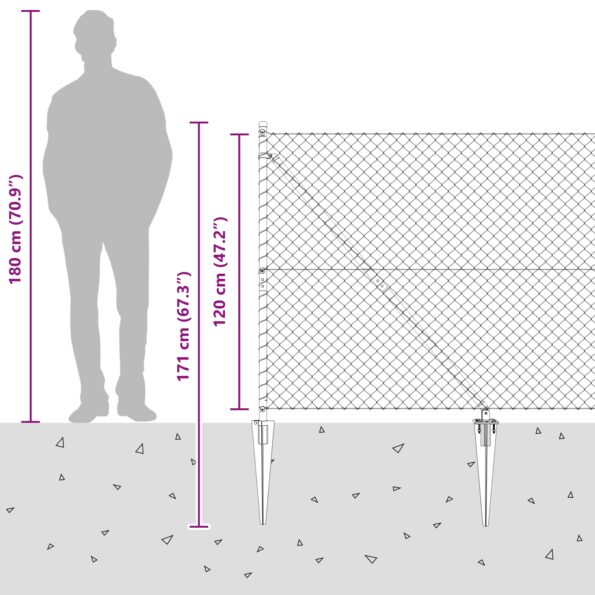 vidaXL Reťazový plot s 7 hrotmi 1,2x10 m Galvanizovaná oceľ – Obrázok 11
