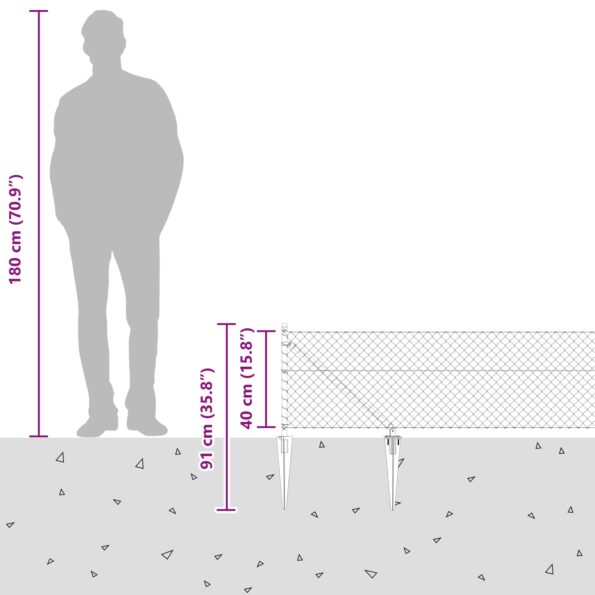 vidaXL Kovové pletivo so 13 spike postmi 0.4x25 m z pozinkovanej ocele – Obrázok 13