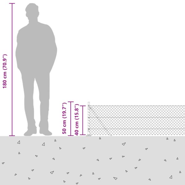 vidaXL Plot z reťazovej siete s 7 montážnymi stĺpikmi 0.4x10 m Zinková oceľ – Obrázok 10