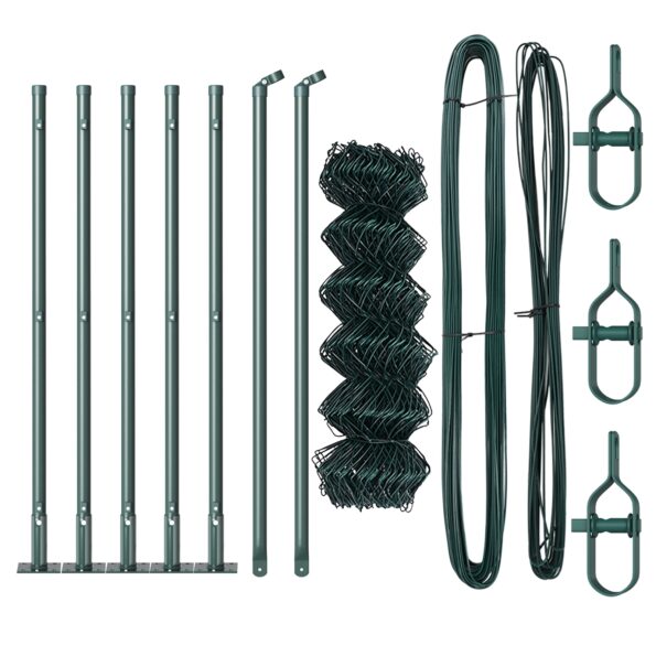 vidaXL Plot z reťazovej siete s 7 montážnymi stĺpikmi 0.4x10 m Zinková oceľ – Obrázok 3