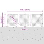 vidaXL Plot z reťazovej siete s 7 montážnymi stĺpikmi 0.4x10 m Zinková oceľ – Obrázok 8