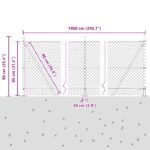 vidaXL Retiazkový plot s 7 flitrovými stĺpmi 0.8x10 m pozinkovaná oceľ – Obrázok 6