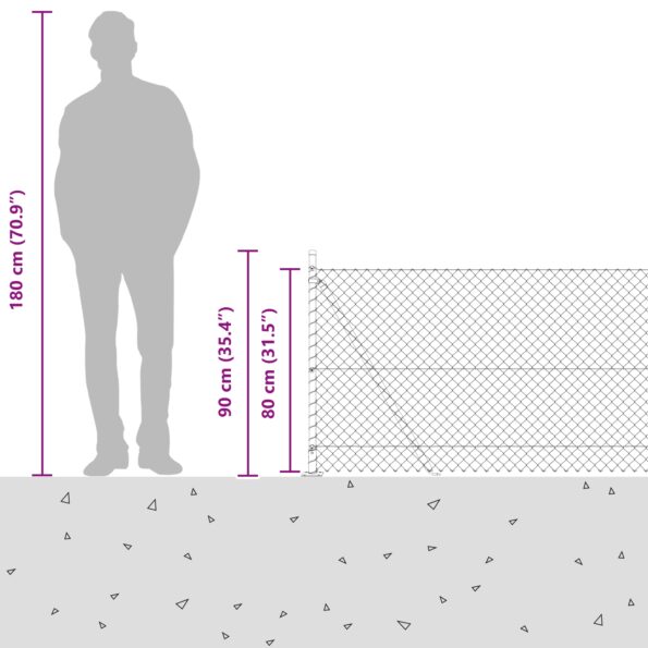 vidaXL Retiazkový plot s 7 flitrovými stĺpmi 0.8x10 m pozinkovaná oceľ – Obrázok 8